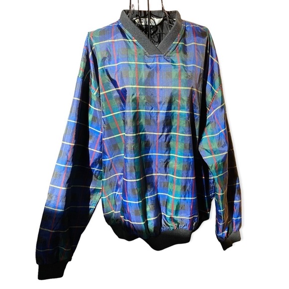 Lady Divots Tartan Plaid V-neck Golf Pullover Windbreaker Size Large - Picture 2 of 12